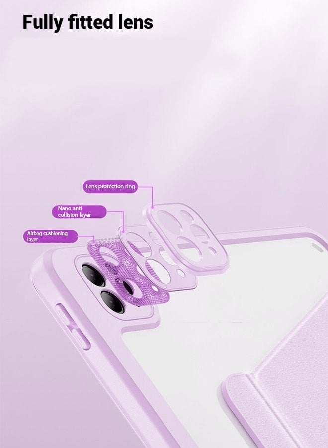 Case for Redmi Pad Se 11-Inch Tablet Cover With Pen Slot/Tablet 360° Rotating Protective Case/Auto Sleep/Wake Slim Stand/Transparent Tpu Protective Case/Free AED29 Anti-Glare Protective Film/Felt Tablet Pouch- Purple - Image 5