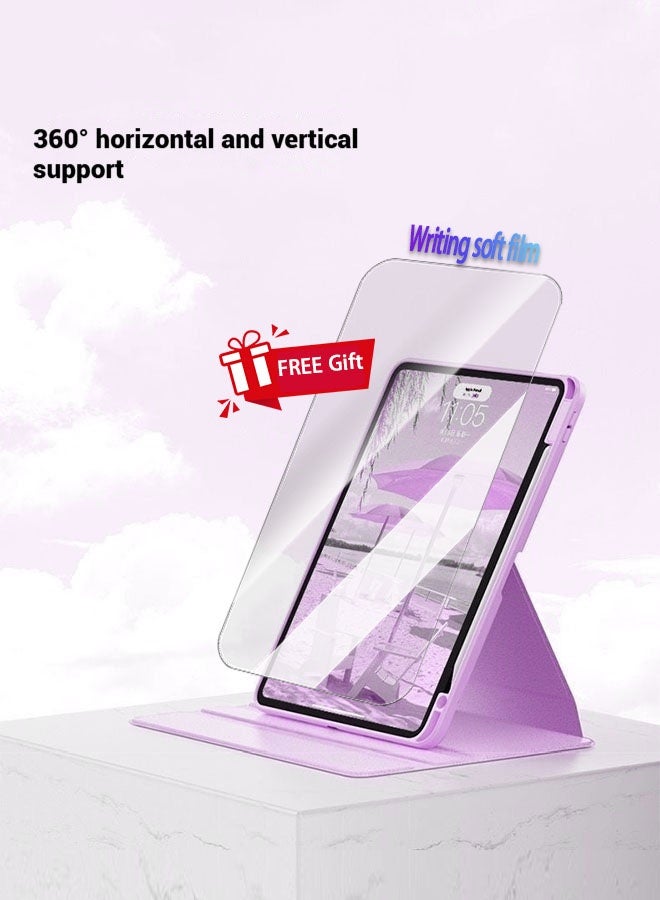 Case for Redmi Pad Se 11-Inch Tablet Cover With Pen Slot/Tablet 360° Rotating Protective Case/Auto Sleep/Wake Slim Stand/Transparent Tpu Protective Case/Free AED29 Anti-Glare Protective Film/Felt Tablet Pouch- Purple - Image 3