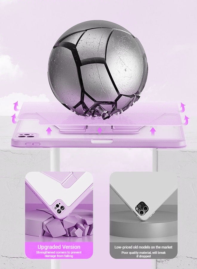 Case for Redmi Pad Se 11-Inch Tablet Cover With Pen Slot/Tablet 360° Rotating Protective Case/Auto Sleep/Wake Slim Stand/Transparent Tpu Protective Case/Free AED29 Anti-Glare Protective Film/Felt Tablet Pouch- Purple - Image 4