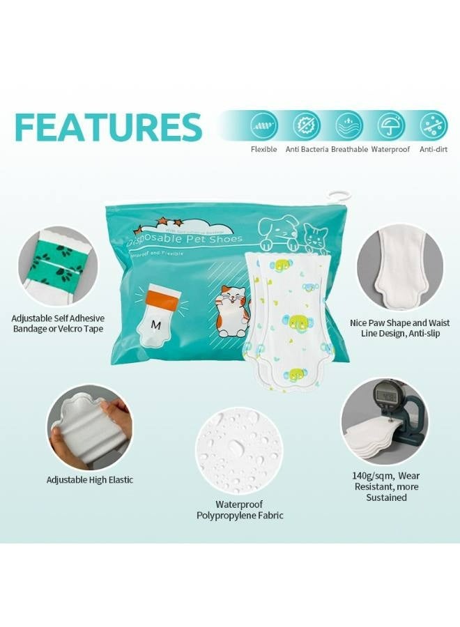 Disposable Dog Booties for Dog Cats, Pet Booties Waterproof and Breathable with Adjustable Bandage,Unstoppable Paw Protectors for Dogs Cats, 20 Counts(Green, Large) - Image 2
