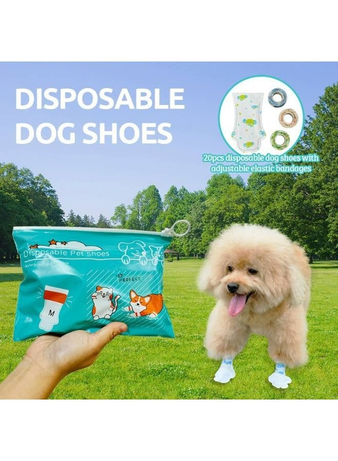 Disposable Dog Booties for Dog Cats, Pet Booties Waterproof and Breathable with Adjustable Bandage,Unstoppable Paw Protectors for Dogs Cats, 20 Counts(Green, Large) - Image 3
