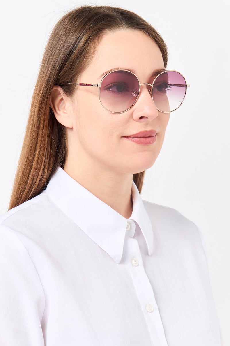 Longchamp Women LO143S Round Sunglasses, Gold - Image 2