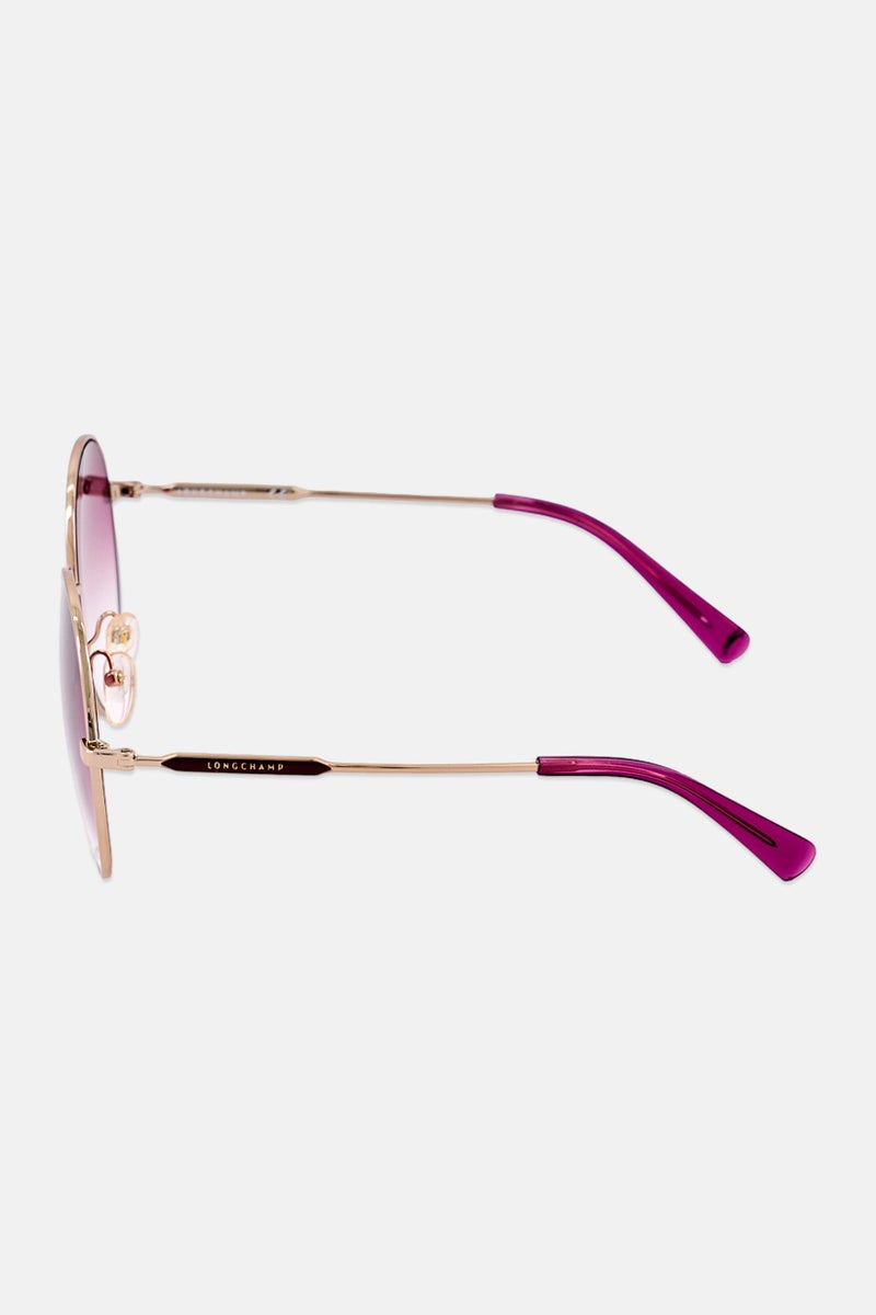 Longchamp Women LO143S Round Sunglasses, Gold - Image 4