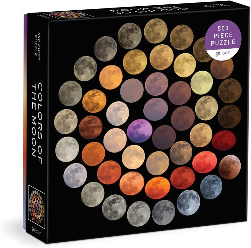 Galison Colors of The Moon 500 Piece Puzzle from - 20" x 20" Puzzle, Photographic Imagery of The of The Moon, Thick & Sturdy Pieces, Fun and Challenging Activity for Adults - Image 1