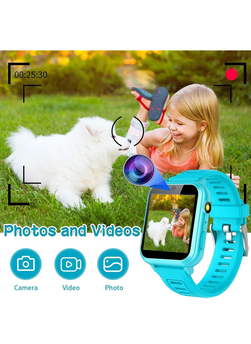 Generic - Kids Smart Watch, Smart Game Watch with 24 Games, HD Touch Screen, Video, Camera, Music Player, Pedometer, Flashlight, Alarm Clock, Kids Watches for 5-12 Year Olds Boy/Girl (Blue) - Image 1
