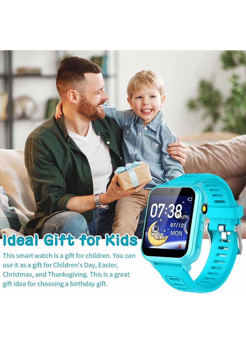 Generic - Kids Smart Watch, Smart Game Watch with 24 Games, HD Touch Screen, Video, Camera, Music Player, Pedometer, Flashlight, Alarm Clock, Kids Watches for 5-12 Year Olds Boy/Girl (Blue) - Image 1