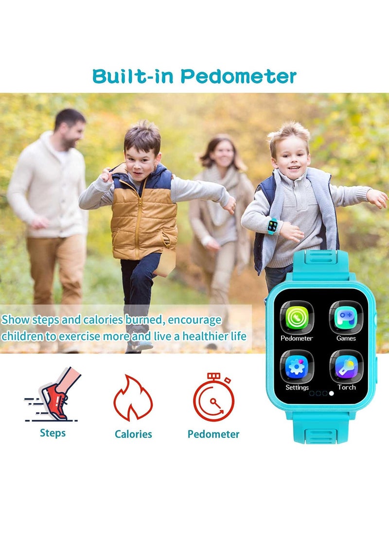 Generic - Kids Smart Watch, Smart Game Watch with 24 Games, HD Touch Screen, Video, Camera, Music Player, Pedometer, Flashlight, Alarm Clock, Kids Watches for 5-12 Year Olds Boy/Girl (Blue) - Image 1