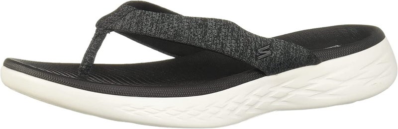 Skechers Women's On The Go 600 - Preferred Flip Flop, Black/White, 8 M US - Image 2