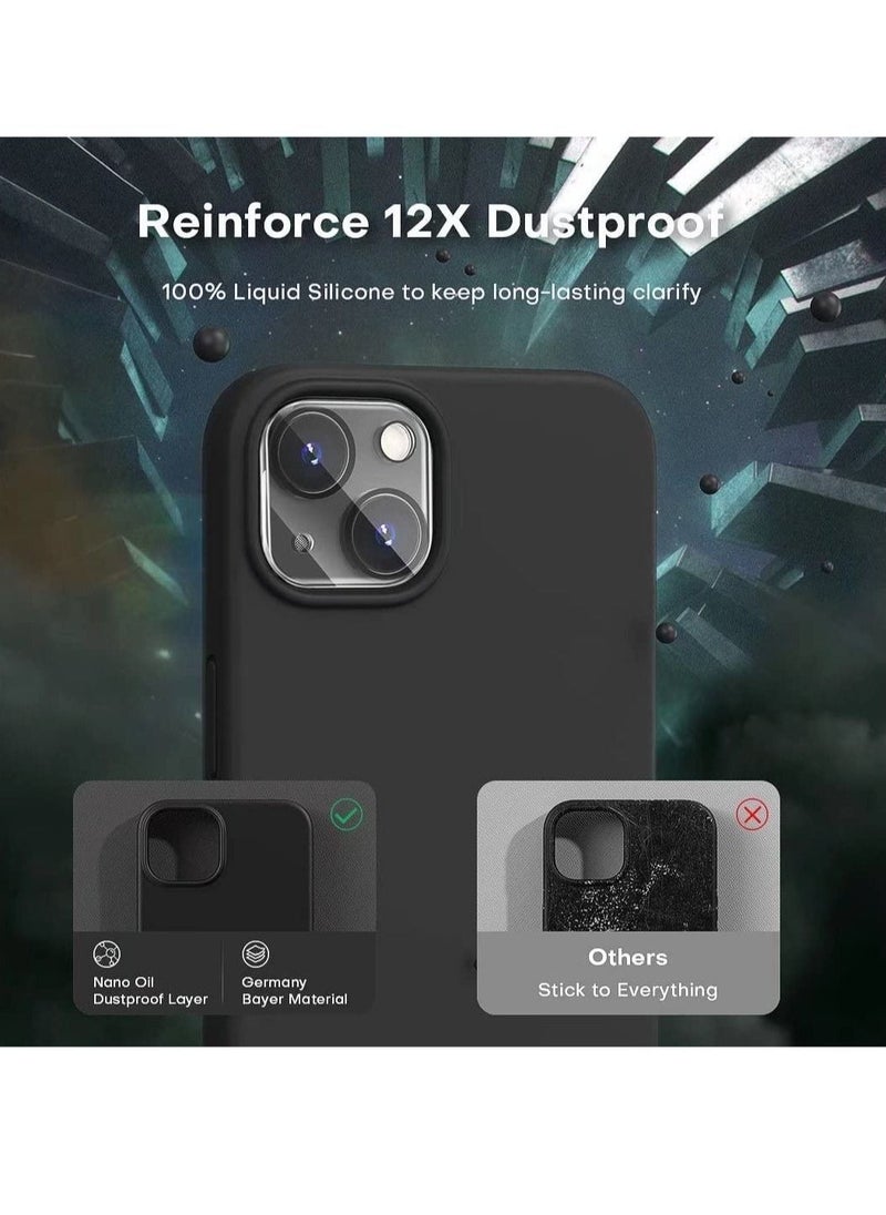 Raxoom 5 in 1 Designed for iPhone 14 Plus Case, with 2 Pack Screen Protector + 2 Pack Camera Lens Protector, Liquid Silicone Ultra Slim Shockproof Protective Phone Case 6.7 Black - Image 3
