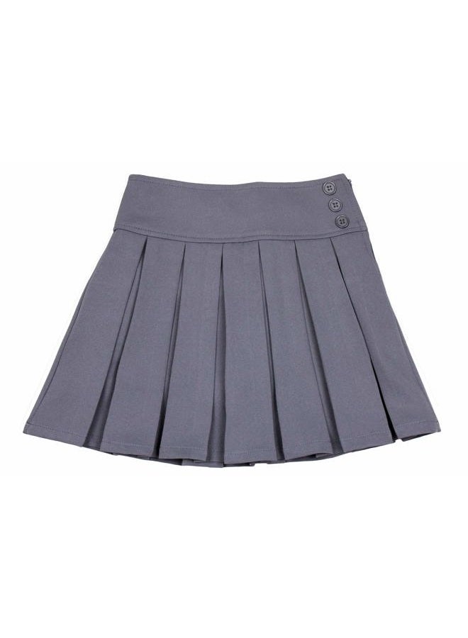 Bienzoe Girls School Uniform Skirt: Kids Adjustable Waist Pleated Dance Skort 16 Grey - Image 1