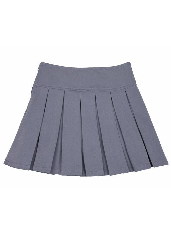 Bienzoe Girls School Uniform Skirt: Kids Adjustable Waist Pleated Dance Skort 16 Grey - Image 4