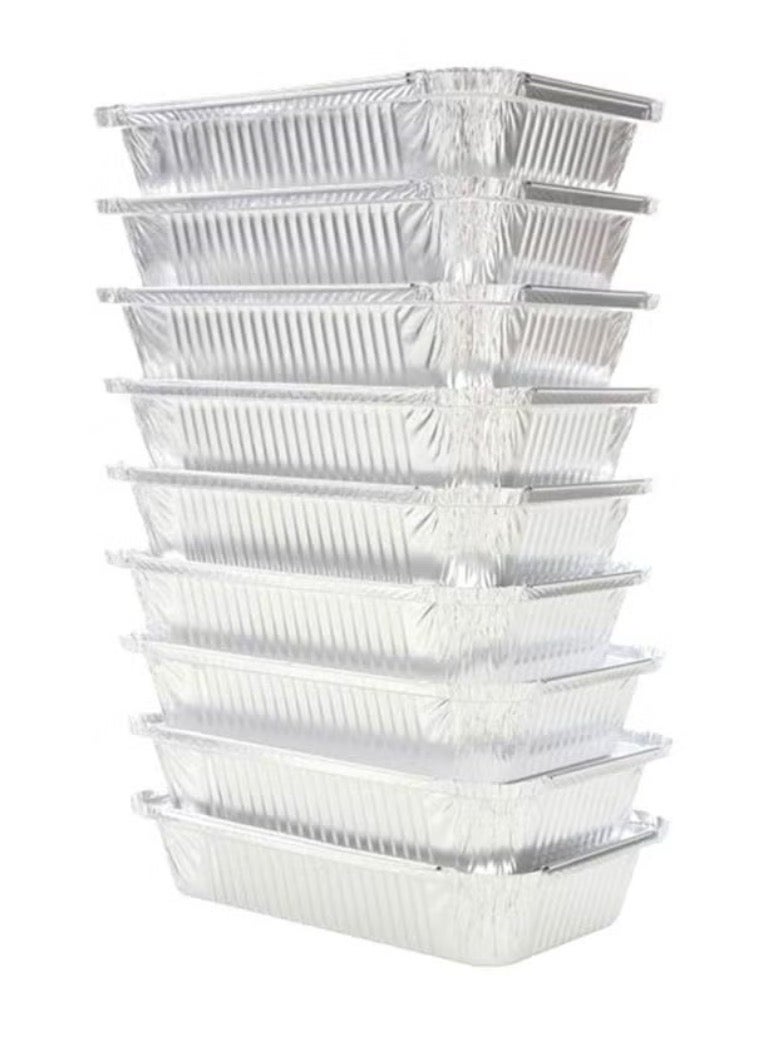 Hotpack 10-Piece Disposable Aluminium Foil Food Take Away Container Silver 197x124x46mm - Image 2