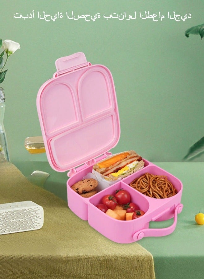 Browning New Food Grade Silicone Lunch Box Microwave Heating Fresh-keeping Box Storage Box Divided Sealed Lunch Bento Box - Pink - Image 2