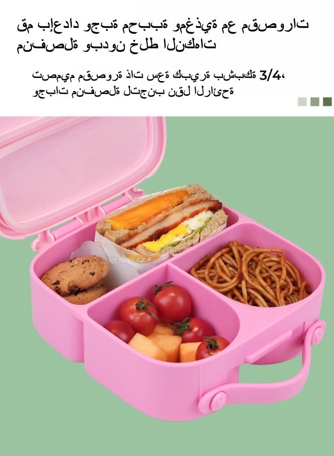 Browning New Food Grade Silicone Lunch Box Microwave Heating Fresh-keeping Box Storage Box Divided Sealed Lunch Bento Box - Pink - Image 4