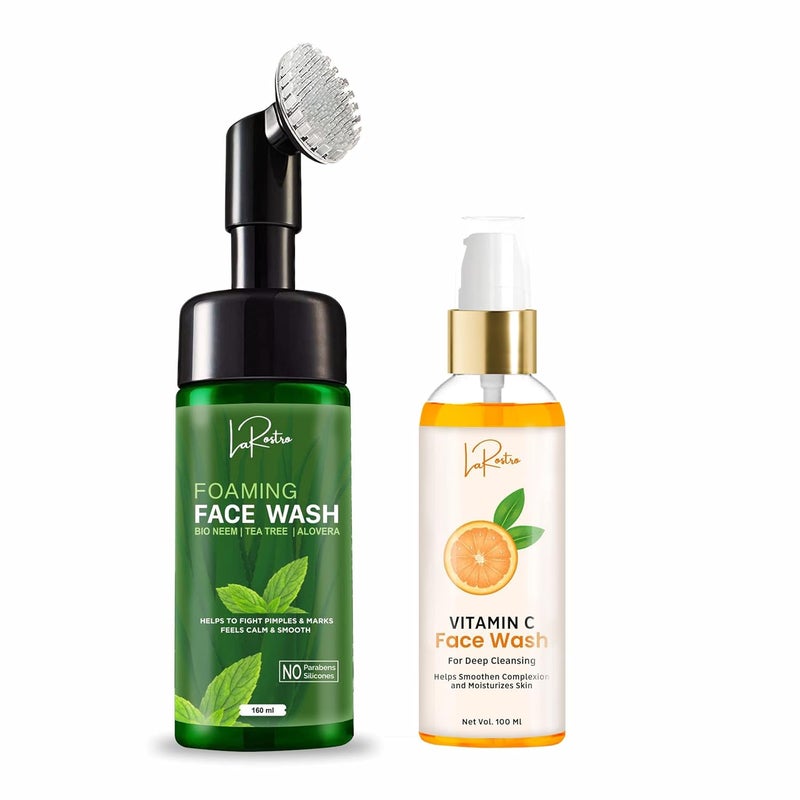 La Rostro Combo of Vitamin C Face Wash 100ml and Foaming Face Wash I Bio Neem I Tea Tree I Aloe Vera 160 ml - Image 1
