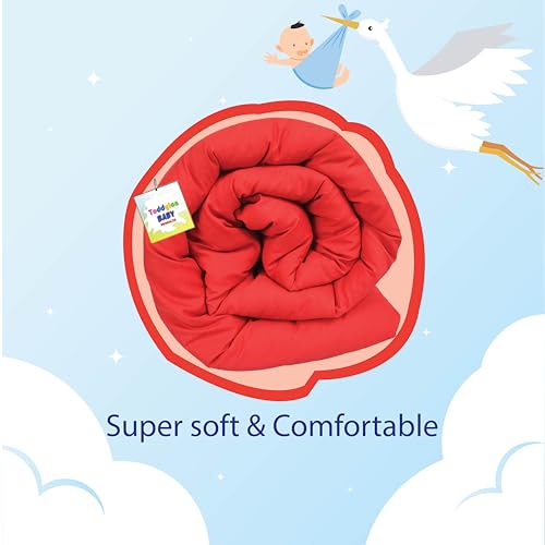 Toddylon Baby Comforter Soft Cotton Reversible Blanket for Up to 7-8 Years Kids AC Quilt for Newborn Infant Toddler Lightweight All Season Bedding Boys Girls 152x101 cm (Red) - Image 2