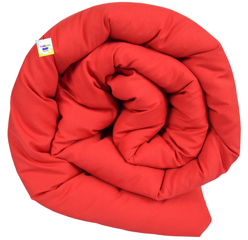 Toddylon Baby Comforter Soft Cotton Reversible Blanket for Up to 7-8 Years Kids AC Quilt for Newborn Infant Toddler Lightweight All Season Bedding Boys Girls 152x101 cm (Red) - Image 1