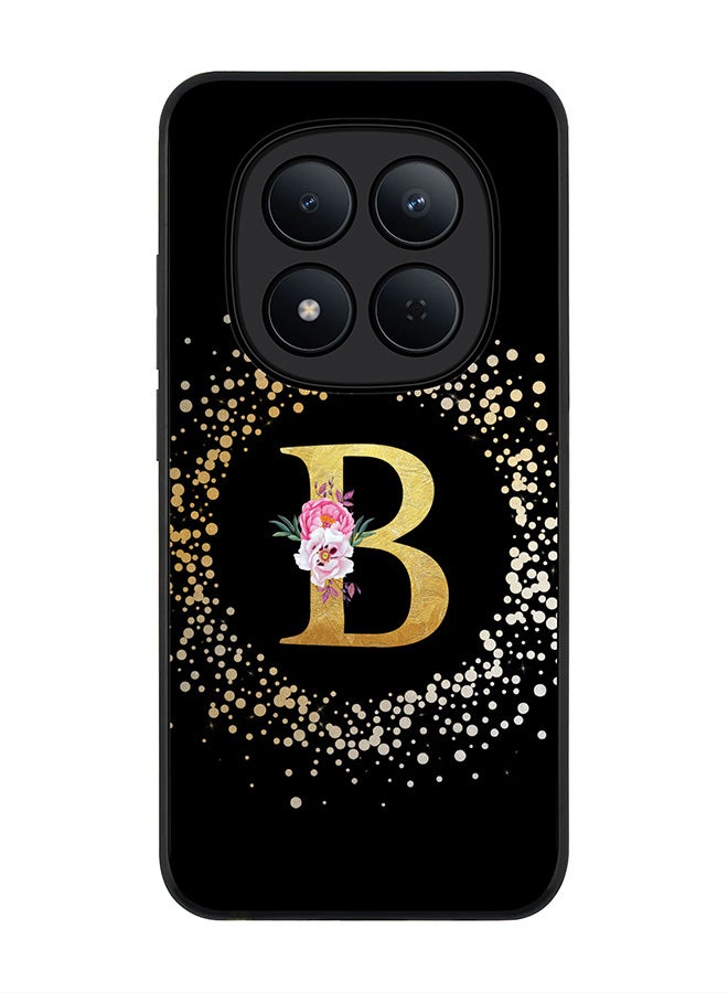 For Xiaomi Redmi Note 15 Pro 5G Case,Slim fit Camera Protection, Shockproof Thin Phone cover  - Custom Monogram Floral - B ( Black )