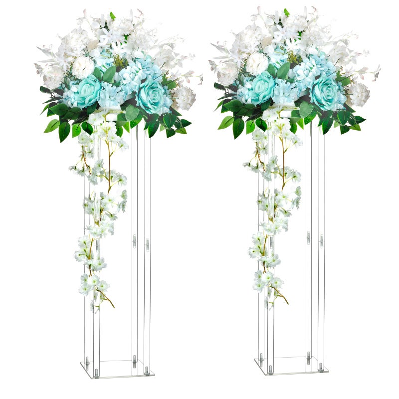 LoveCat 2 Pcs 315in Clear Acrylic Vases Wedding Flower Stand Centerpiece High Column Waypoint Wedding Site Arrangement Party Table Flower Stand Wedding Pillars for Wedding Stage Dinner Home Dcor