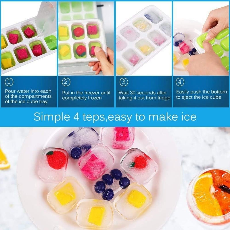 Amytor Silicone Ice Cube Trays with Spill-Resistant Lid, 2 Pack - Image 2