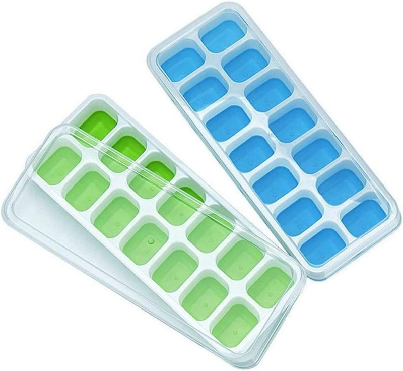 Amytor Silicone Ice Cube Trays with Spill-Resistant Lid, 2 Pack - Image 1