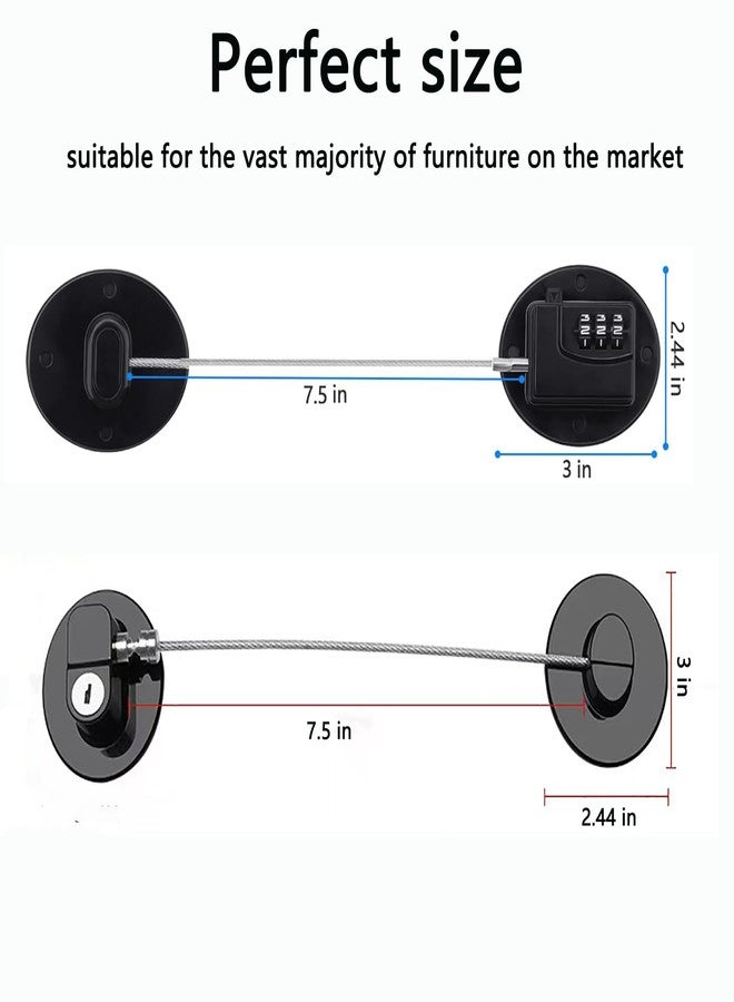 قفل رقمي بدون مفتاح من بواني (عبوة من قطعتين) وقفل ثلاجة بمفتاح، وقفل للخزائن والأدراج والنوافذ وخزانة الملابس، ومزالج مقاومة للأطفال برمز سري ومفتاح - Image 2