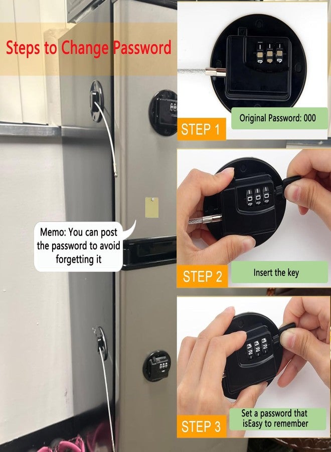 قفل رقمي بدون مفتاح من بواني (عبوة من قطعتين) وقفل ثلاجة بمفتاح، وقفل للخزائن والأدراج والنوافذ وخزانة الملابس، ومزالج مقاومة للأطفال برمز سري ومفتاح - Image 5
