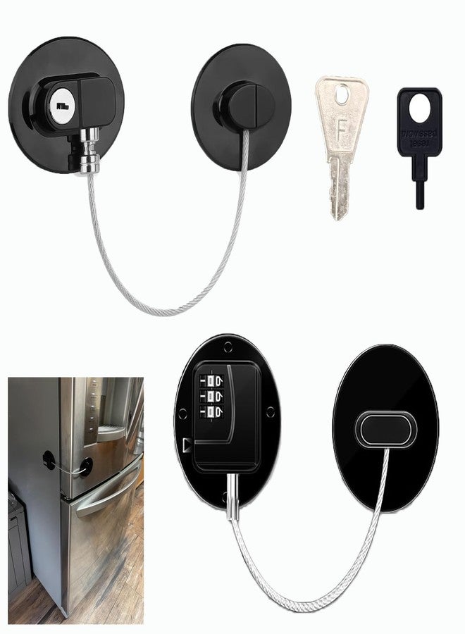 قفل رقمي بدون مفتاح من بواني (عبوة من قطعتين) وقفل ثلاجة بمفتاح، وقفل للخزائن والأدراج والنوافذ وخزانة الملابس، ومزالج مقاومة للأطفال برمز سري ومفتاح - Image 1