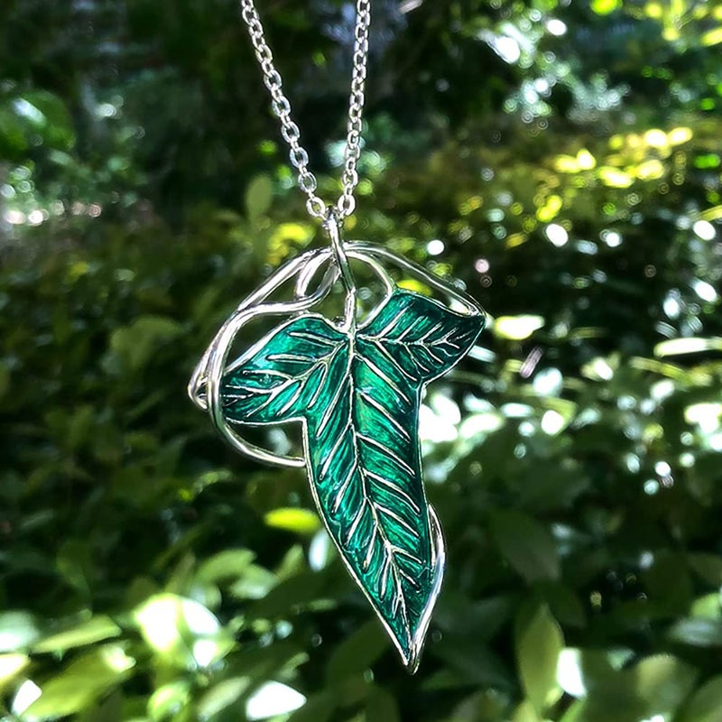 Bahamut Elegant Elven Green Tree Leaf Enamel Pins Brooch for Women Men Suit Pendant Necklace,Cloak Clasp Brooches Cosplay Jewelry (Green) - Image 4