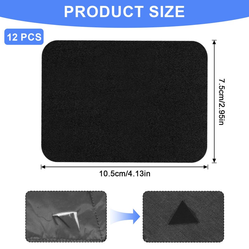 Hariendny 4 x 3 Inches Cotton Iron on Patches for Clothing Inside & Outside Repair, 12 Pcs Iron-on Repair Patch, Cotton Repair Patch for Clothes Pants Mending and Decorating, Black Fabric Iron on Patches Kit - Image 2