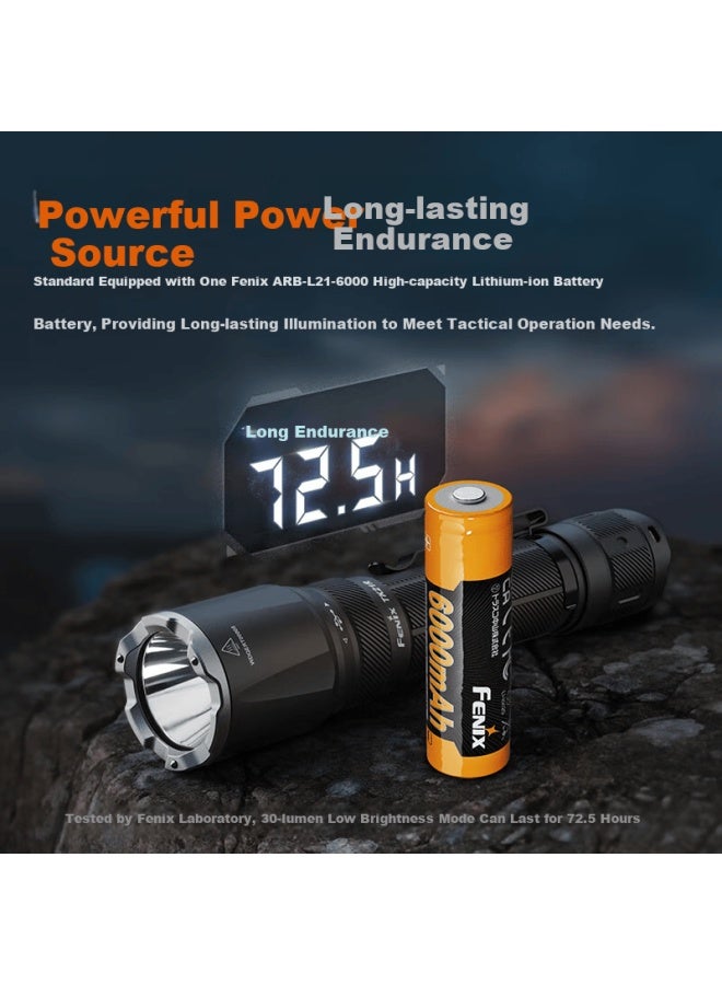 fenix فينيكس Tk21r مصباح يدوي تكتيكي عالي الكثافة بعيد المدى مع كاسر زجاج من الفولاذ التنغستي ومدة بطارية طويلة - Image 1