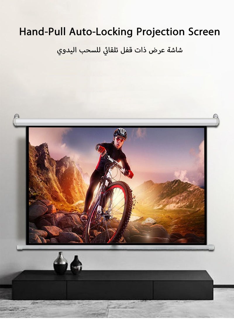 100-Inch 16:9 Wall-Mounted Projector Screen, Hand-Pull Design for Indoor  Outdoor Use, No Electricity Required, for Home  Office - Image 2