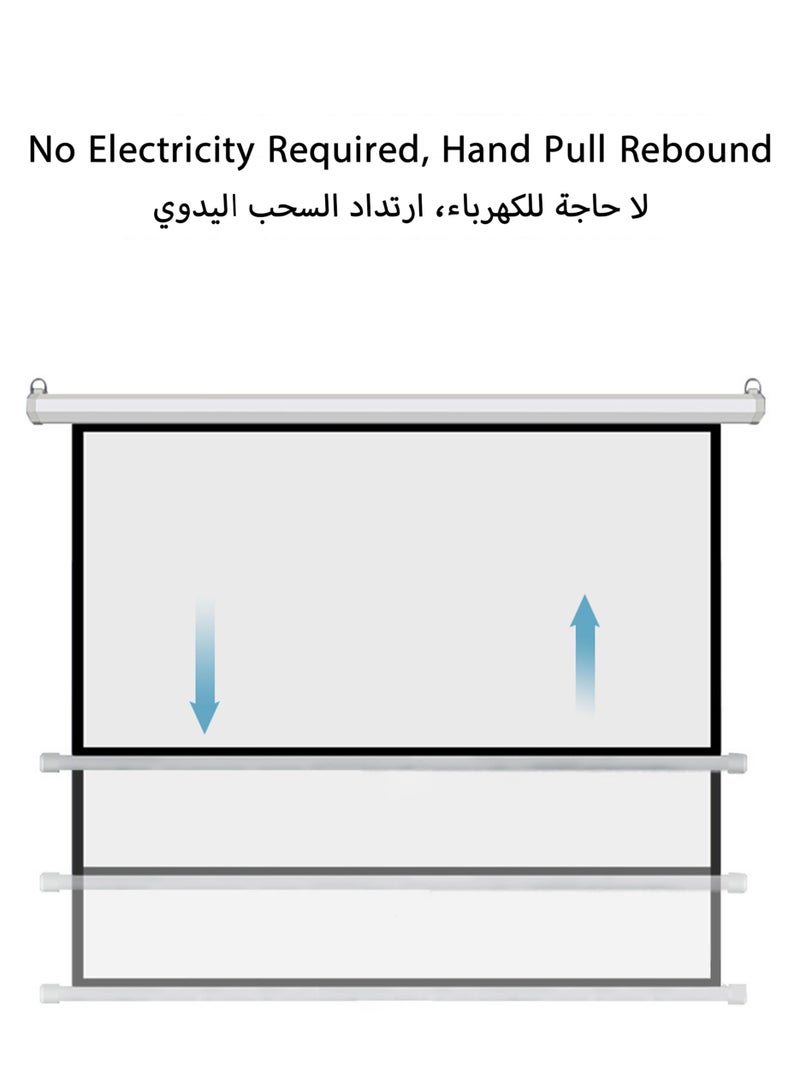 100-Inch 16:9 Wall-Mounted Projector Screen, Hand-Pull Design for Indoor  Outdoor Use, No Electricity Required, for Home  Office - Image 4