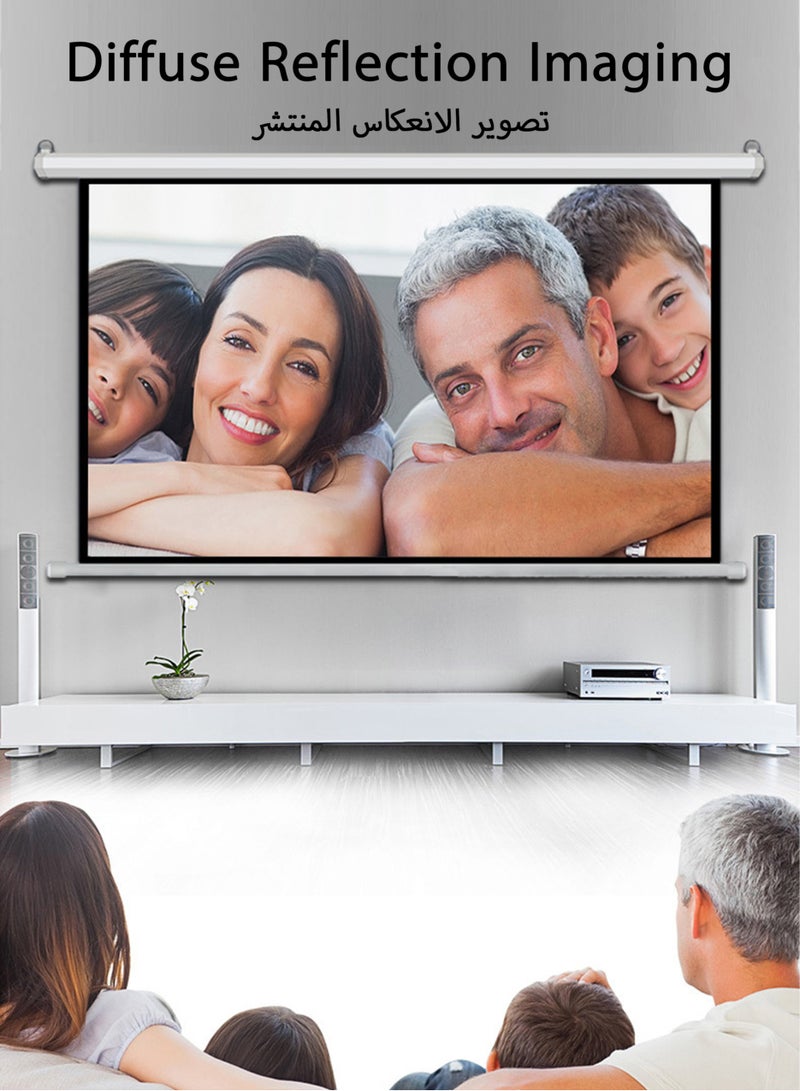 100-Inch 16:9 Wall-Mounted Projector Screen, Hand-Pull Design for Indoor  Outdoor Use, No Electricity Required, for Home  Office - Image 5