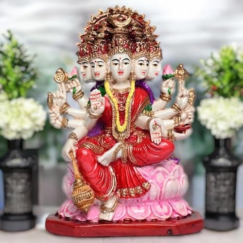 KariGhar® Gayatri Devi Idol for Home | Living Room | Puja Room | Housewarming | Gifting & Decoration (Multicolor) - Image 1