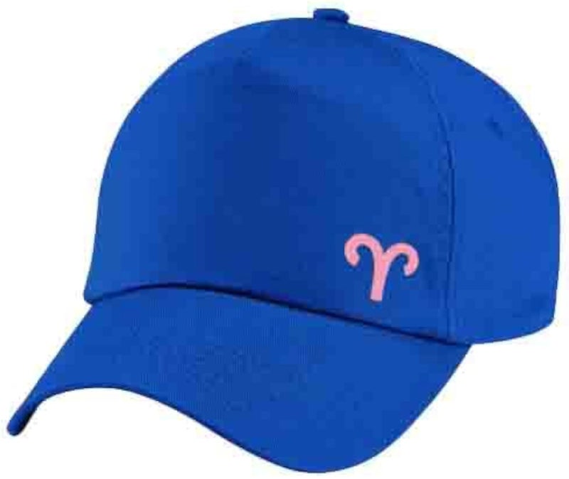 Blue Cap with Aries zodiac Pink Color Logo