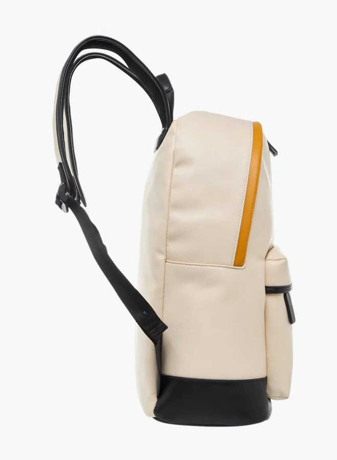 لي كوبر Solid Backpack with Adjustable Straps and Zip Closure - 31x16x41 cm