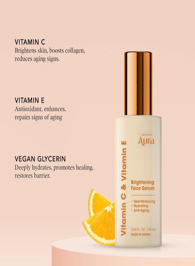 Radiant Aura Face Serum with Vitamin C & E - Dermatologist Tested Korean Formula for Dark Spots, Wrinkles & Fine Lines - Brightening & Hydrating Anti-Aging - Smooth, Radiant Skin - 2-Pack, 2 Fl. Oz - Image 4