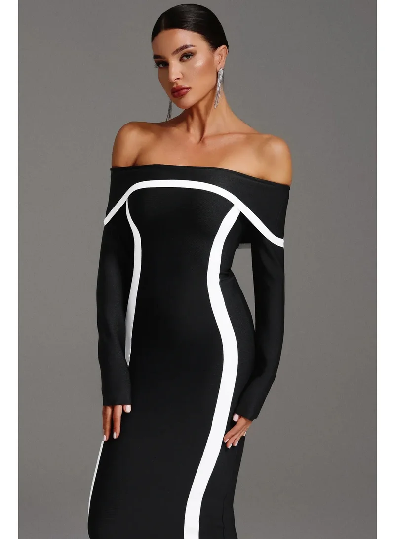 Bella Barnett Hilda Off-the-Shoulder Long Sleeve Maxi Dress