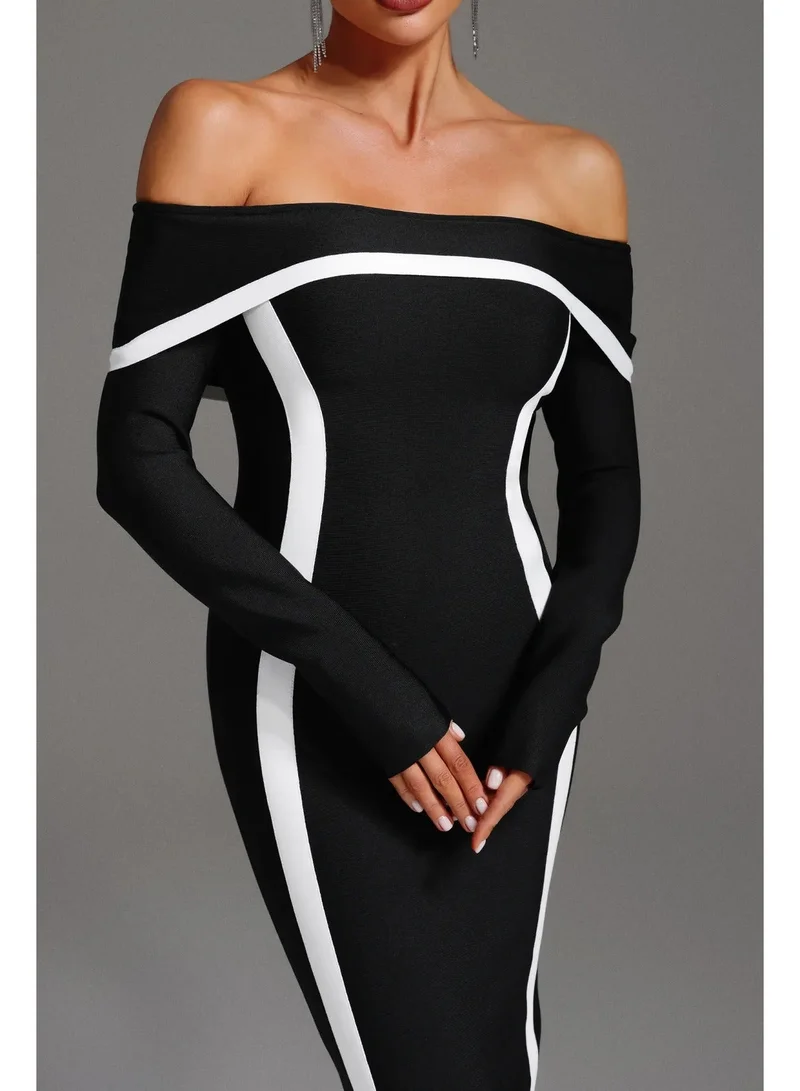 Bella Barnett Hilda Off-the-Shoulder Long Sleeve Maxi Dress