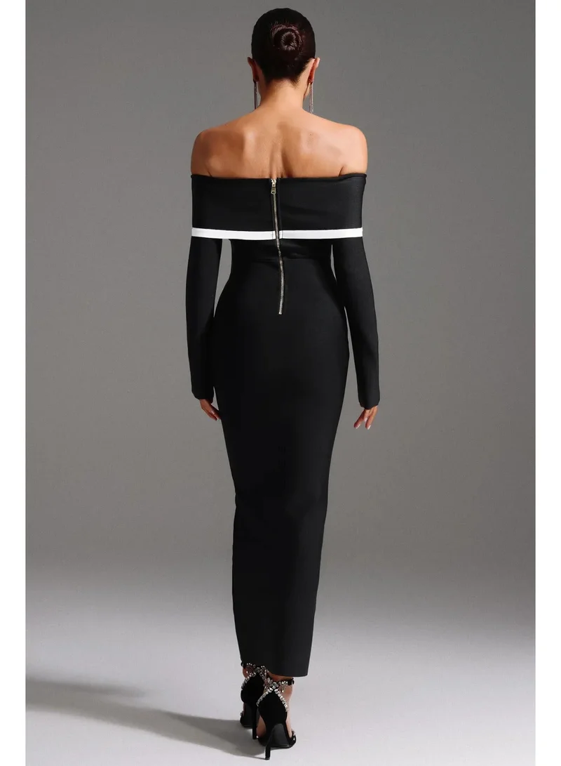 Bella Barnett Hilda Off-the-Shoulder Long Sleeve Maxi Dress