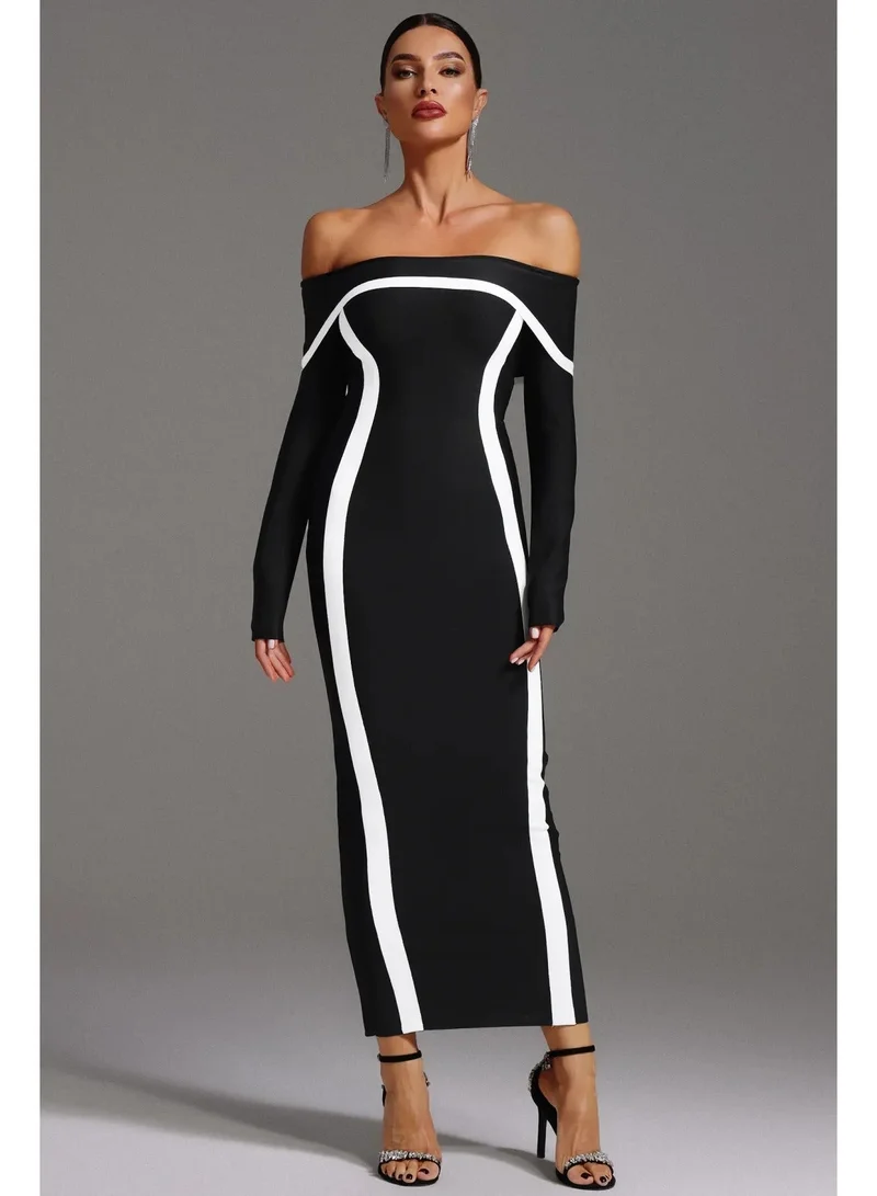 Bella Barnett Hilda Off-the-Shoulder Long Sleeve Maxi Dress