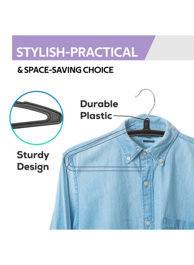 Kuber Industries (Set of 24) Heavy Duty Plastic Hangers for Clothes - Hanging Organizer in Bulk for Shirt | Saree | Dress | Blazer - Modern Hangers for Wardrobe | Cupboard | Almirah | Closet (Black) - Image 4