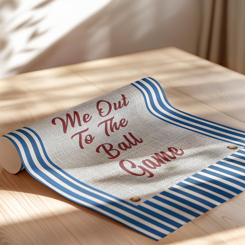 TNESSENTIAL Blue Take Me Out To The Ball Game Wall Art Poster or Canvas Print, Vintage Baseball Wall Art, Americana Striped Decor, Sports Nursery Print - Image 2