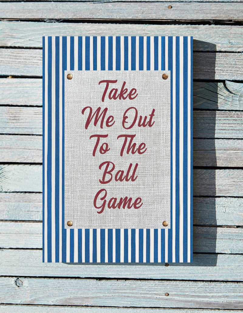 TNESSENTIAL Blue Take Me Out To The Ball Game Wall Art Poster or Canvas Print, Vintage Baseball Wall Art, Americana Striped Decor, Sports Nursery Print - Image 4