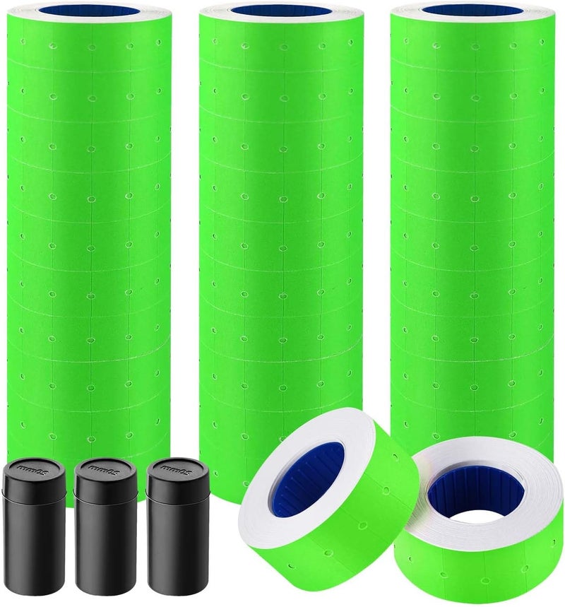 KPX 30 Rolls 15000pcs White Price Gun Labels for Mx-5500 Labeller White Pricemarker Stickers Plus 3 Piece Refill Ink Rolls (Green) - Image 1