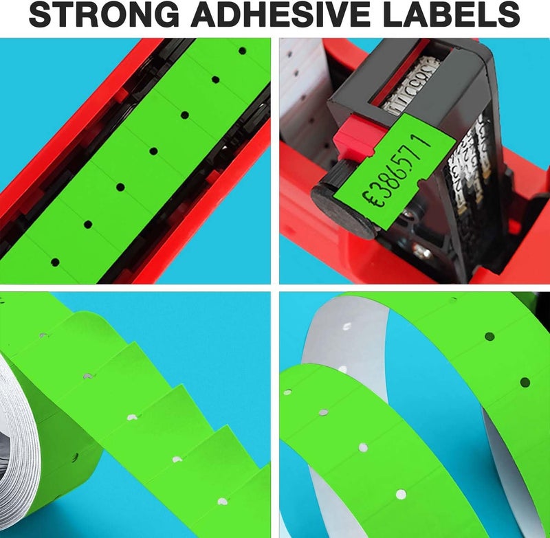 KPX 30 Rolls 15000pcs White Price Gun Labels for Mx-5500 Labeller White Pricemarker Stickers Plus 3 Piece Refill Ink Rolls (Green) - Image 5