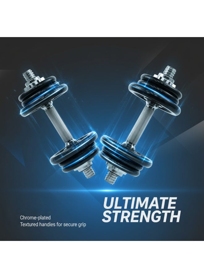 Axox Fitness Adjustable Dumbbell Set 20 Kg Pair – Cast Iron Gym Weights with Spinlock, Home Workout Strength Training Equipment, Muscle Building & Fitness for Men and Women - Image 2