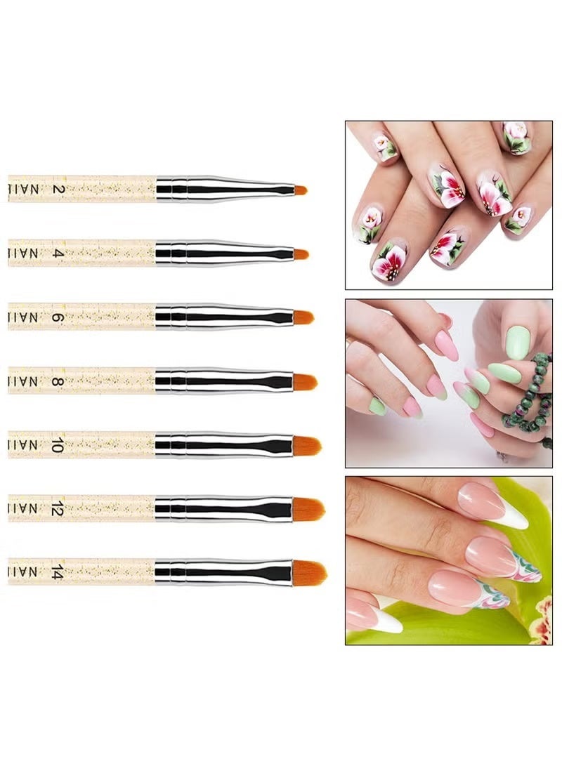 Gecomo 7PCS Nail Art UV Gel Brush Set Acrylic Nail Brushes Extension Gel Builder Brush Nail Painting Pen for Home Salon Use - Image 2