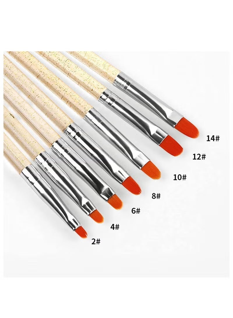 Gecomo 7PCS Nail Art UV Gel Brush Set Acrylic Nail Brushes Extension Gel Builder Brush Nail Painting Pen for Home Salon Use - Image 4